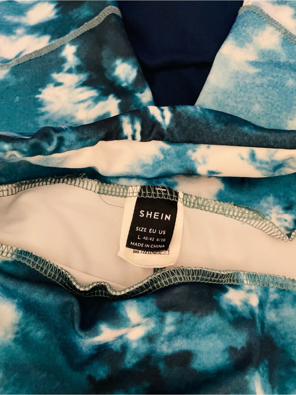 SHEIN Blue & White Tie-Dye Leggings